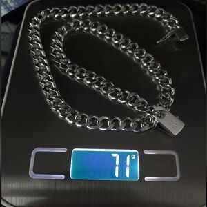 New 10mm Solid .925 Sterling Silver Cuban Link Chain, 20" Long  Never Used